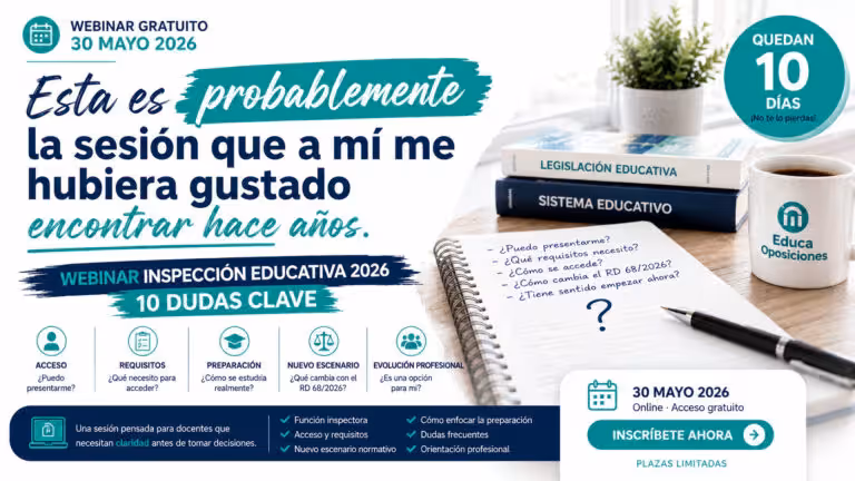 Webinar Inspección Educativa 2026 EducaOposiciones · 10 dudas clave antes del 30 de mayo